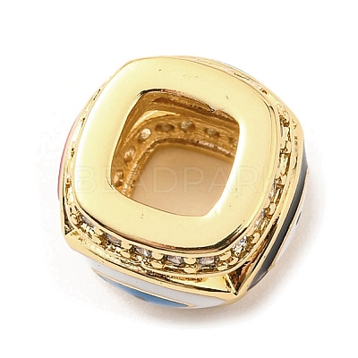 Rack Plating Brass Micro Pave Cubic Zirconia Evil Eye European Beads with Enamel KK-M247-34G-06-1