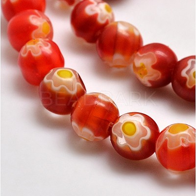 Round Millefiori Glass Beads Strands LK-P002-11-1