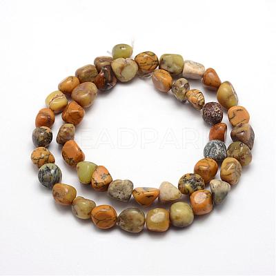Natural Yellow Moss Agate Beads Strands G-F464-02-1