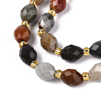 Natural Picture Jasper Beads Strands G-N342-35-8x6-09-1