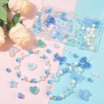 100Pcs 19 Styles Transparent Acrylic Beads MACR-FS0002-34-1