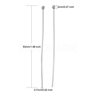Tarnish Resistant 304 Stainless Steel Ball Head Pins STAS-K146-045-50x0.7mm-1