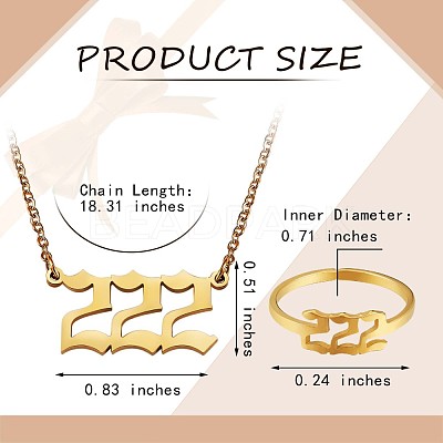 Number Pendant Necklace & Open Cuff Ring JX196A-1