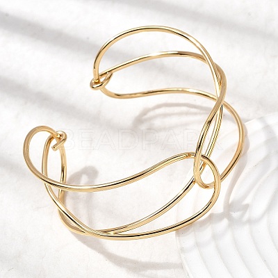304 Stainless Steel Cuff Bangles for Women BJEW-Z150-01G-03-1