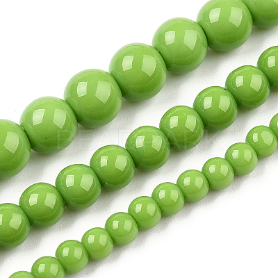 Opaque Solid Color Glass Beads Strands GLAA-T032-P10mm-06-1