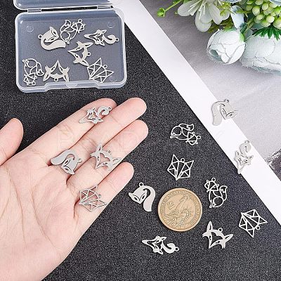 20Pcs 5 Styles 201 Stainless Steel Pendants STAS-UN0035-61-1