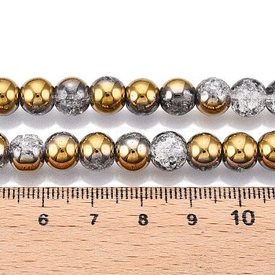 Electroplated Crackle Glass Beads Strands X-EGLA-N014-8mm-04-1
