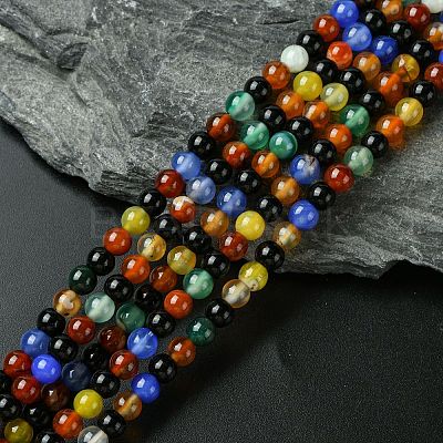 Natural Agate Beads Strands G-F417-05-4mm-1