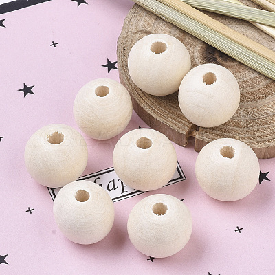 Natural Unfinished Wood Beads WOOD-S651-A20mm-LF-1