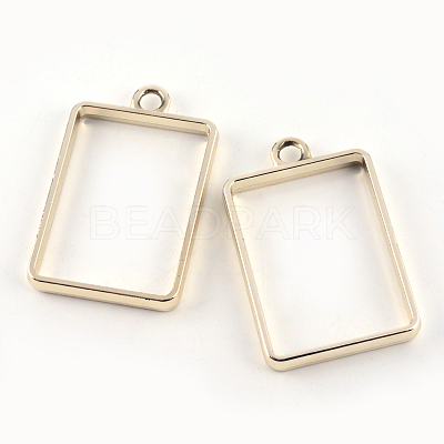 Rack Plating Alloy Rectangle Open Back Bezel Pendants PALLOY-S047-28E-FF-1