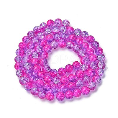 1 Strand Transparent Crackle Glass Round Beads Strands X-CCG-Q002-10mm-09-1