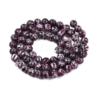 Round Millefiori Glass Beads Strands LK-P001-32-1