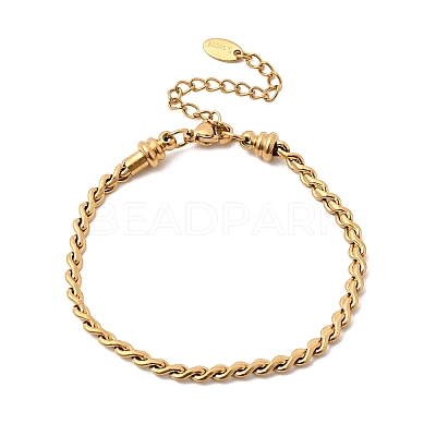 304 Stainless Steel Twisted Curb Chains Bracelets for Women BJEW-A158-02G-G-1