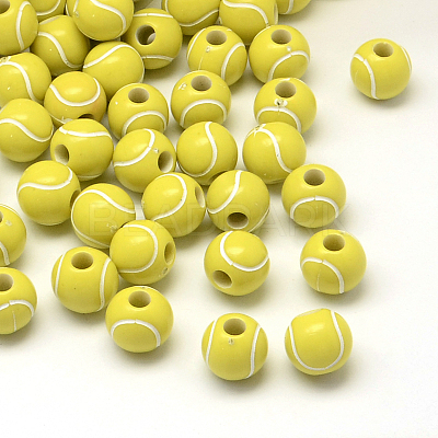 Tennis Opaque Acrylic Beads X-SACR-R886-04-1