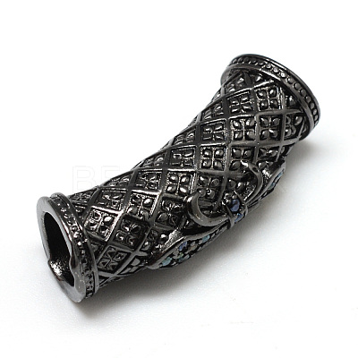 Rack Plating Brass Micro Pave Cubic Zirconia Beads X-ZIRC-S052-002B-1