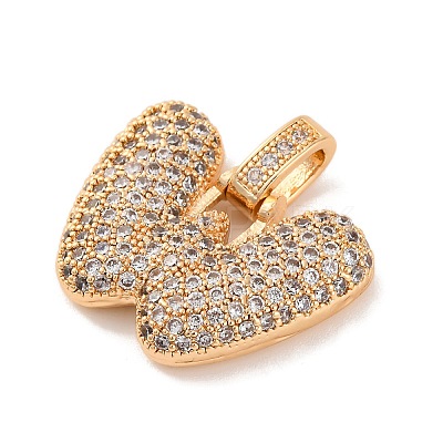 Brass Micro Pave Cubic Zirconia Pendants KK-C076-29W-G01-1