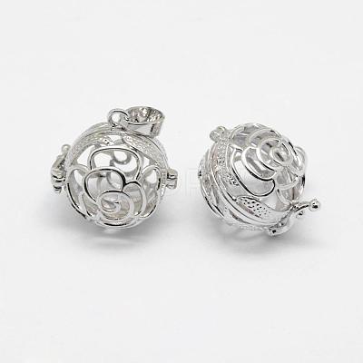 Brass Cage Pendants KK-G323-35A-P-NR-1