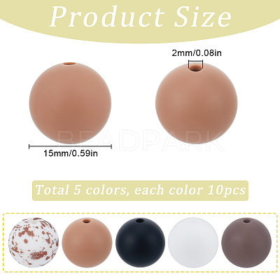 50Pcs 5 Styles Food Grade Eco-Friendly Silicone Beads SIL-SC0002-14-1