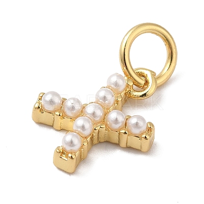 Rack Plating Brass with ABS Plastic Imitation Pearl Charms KK-B092-30X-G-1