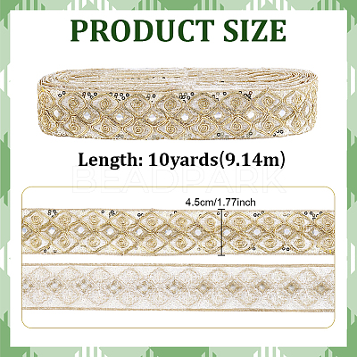 Ethnic Embroidered Polyester Sequins Trim Ribbon OCOR-WH0070-136D-1