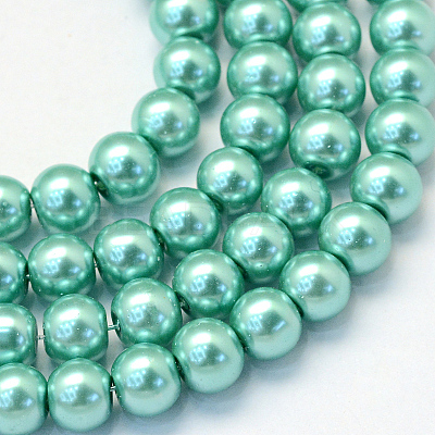 Baking Paint Pearlized Glass Pearl Round Bead Strands HY-Q003-4mm-32-1