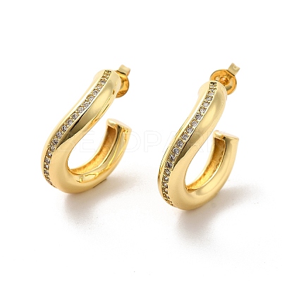 Brass Micro Pave Cubic Zirconia Stud Earrings EJEW-P254-02G-1