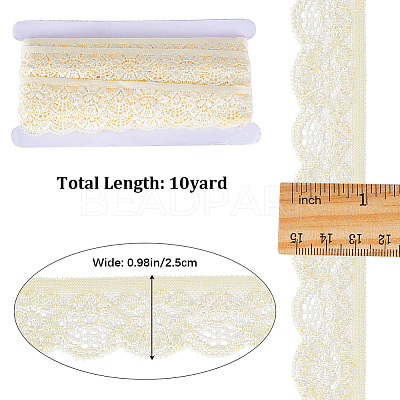 10 Yards Polyester Elastic Lace Trim OCOR-WH0086-04B-1