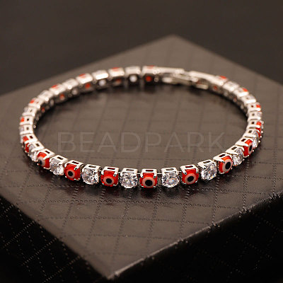 Brass & Clear Cubic Zirconia & Resin Evil Eye Tennis Bracelets for Women FS-WG6CA97-07-1