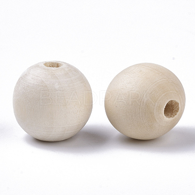 Unfinished Natural Wood Beads X-WOOD-S651-A18mm-LF-1