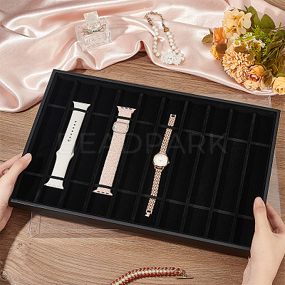 10 Grids Rectangle PU Leather Watch Straps Necklace Bracelet Display Tray ODIS-NB0001-38B-1