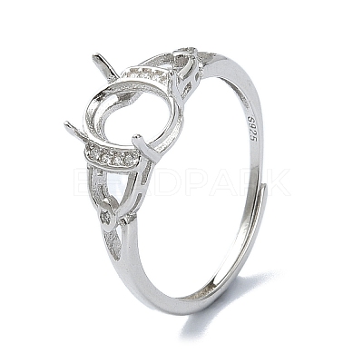 Adjustable 925 Sterling Silver 4 Prongs Ring Settings STER-K179-26P-1