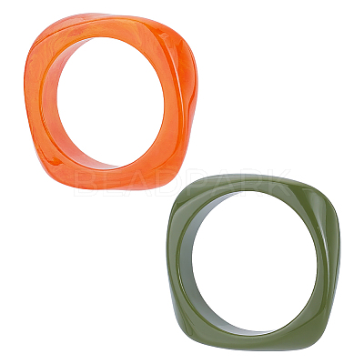 2Pcs 2 Colors Acrylic Bangles BJEW-UN0001-81B-1