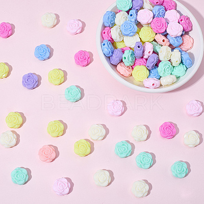 100Pcs Opaque Acrylic Beads MACR-SP0002-15-1