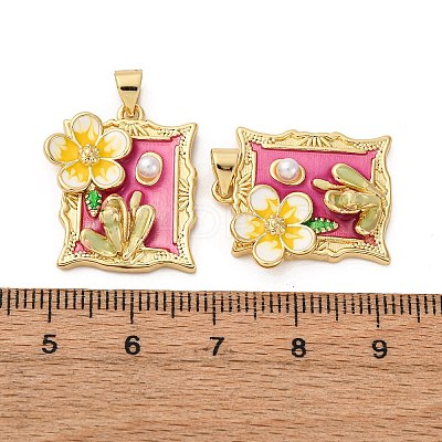 Flower Brass Enamel Pendants KK-D390-17G-03-1