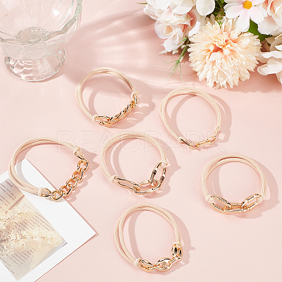 6Pcs 6 Styles Elastic Hair Ties OHAR-ME0001-16B-1