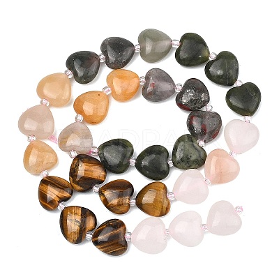 Gradient Color Natural Pink Aventurine & Tiger Eye & Topaz Jade & African Bloodstone & Chinese Southern Jade Beads Strands G-B185-A06-1