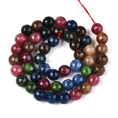 Dyed Natural White Jade Beads Strands G-T139-8mm-60-07-1