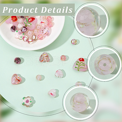 40Pcs 10 Styles Mixed Styles Handmade Lampwork Beads LAMP-PA0001-68B-1