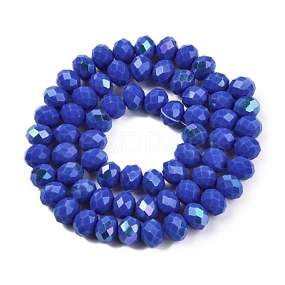Electroplate Opaque Solid Color Glass Beads Strands EGLA-A044-P8mm-L32-1