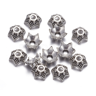 Antique Silver Tibetan Silver Fancy Bead Caps X-AA188-1