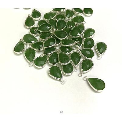 Silver Color Plated Brass Glass Teardrop Pendants GLAA-M006-A-05S-1
