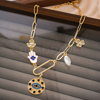 Rhinestone & Brass & Alloy & Iron Pendant Necklaces FS-WGADE70-05-1