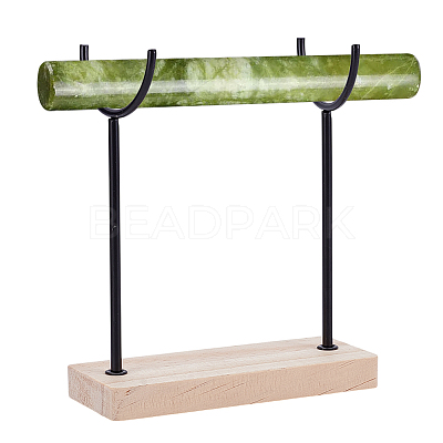 Alloy Crystal Wand Display Stands with Wooden Base BDIS-WH0014-07C-EB-1