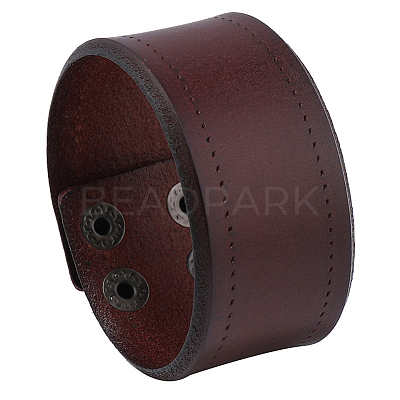 Flat Sided Cowhide Leather Cord Bracelets BJEW-WH20007-09B-1