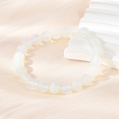 Opal Round Beaded Stretch Bracelets BJEW-F203-01-1