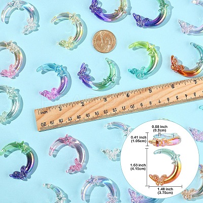 20Pcs 2 Colors Transparent UV Plating Acrylic Beads PACR-YW0001-31-1