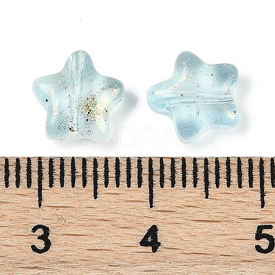 Transparent Spray Painted Frosted Glass Beads GLAA-NH0003-01G-1