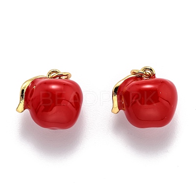 Brass Enamel Charms KK-O140-03G-1
