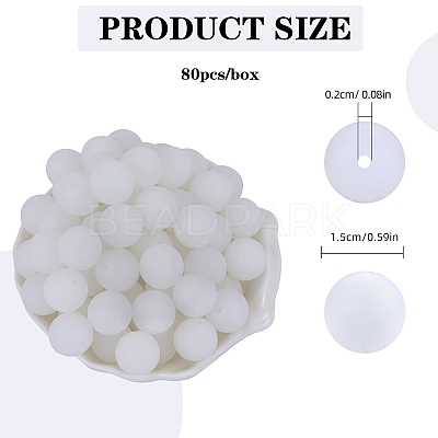 80Pcs Round Silicone Focal Beads SIL-SZ0001-24-18-1