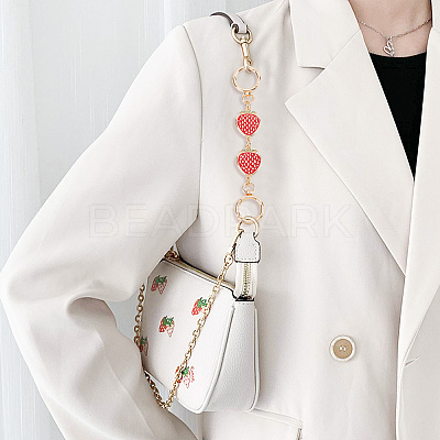 Alloy Enamel Strawberry Link Bag Straps Extender Chains FIND-WH0110-384-1
